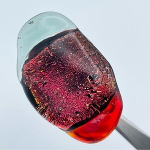 Handmade Dichroic Glass Statement Ring Red Iridescent Adjustable